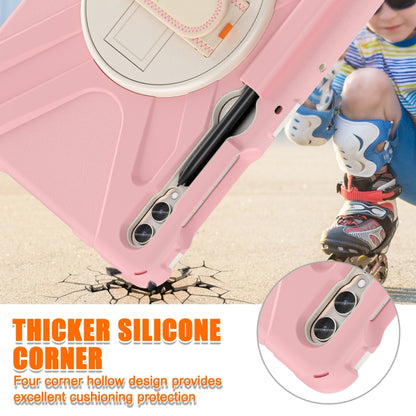 For Samsung Galaxy Tab S9+ / S8+ Rotatable Kickstand Grip Heavy Duty Hard Rugged Tablet Case(Pink) by bashfashion