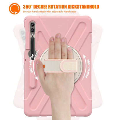 For Samsung Galaxy Tab S9+ / S8+ Rotatable Kickstand Grip Heavy Duty Hard Rugged Tablet Case(Pink) by bashfashion