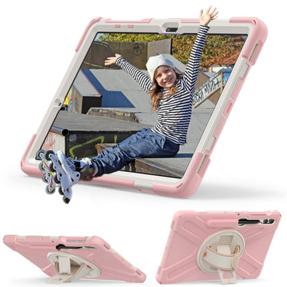For Samsung Galaxy Tab S9+ / S8+ Rotatable Kickstand Grip Heavy Duty Hard Rugged Tablet Case(Pink) by bashfashion