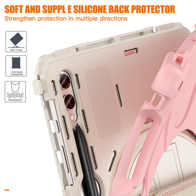 For Samsung Galaxy Tab S9+ / S8+ Rotatable Kickstand Grip Heavy Duty Hard Rugged Tablet Case(Pink) by bashfashion