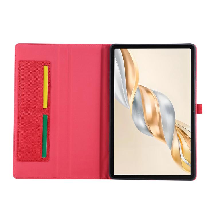For Honor Pad X9a Fabric Texture Horizontal Flip Leather Tablet Case(Red) by bashfashion