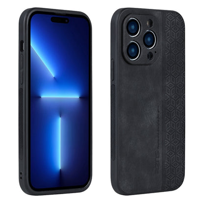 For iPhone 15 Pro AZNS 3D Embossed Skin Feel Phone Case(Black) by AZNS