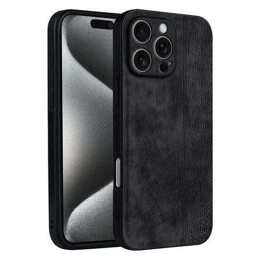 For iPhone 16 Pro Max AZNS 3D Embossed Skin Feel Phone Case(Black) by AZNS