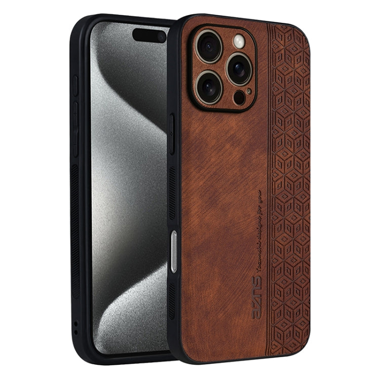 For iPhone 16 Pro Max AZNS 3D Embossed Skin Feel Phone Case(Brown) by AZNS