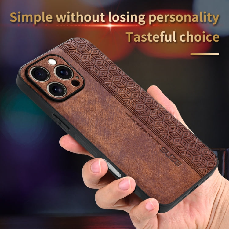 For iPhone 16 Pro Max AZNS 3D Embossed Skin Feel Phone Case(Brown) by AZNS