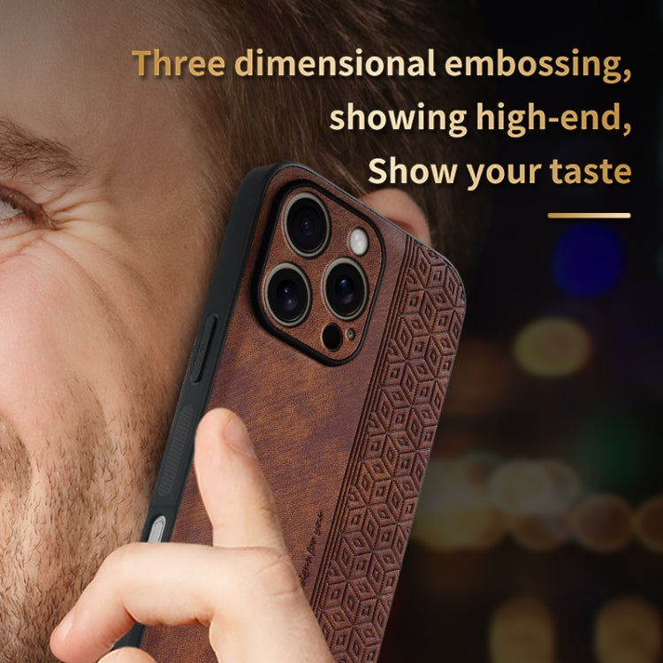 For iPhone 16 Pro AZNS 3D Embossed Skin Feel Phone Case(Brown) by AZNS