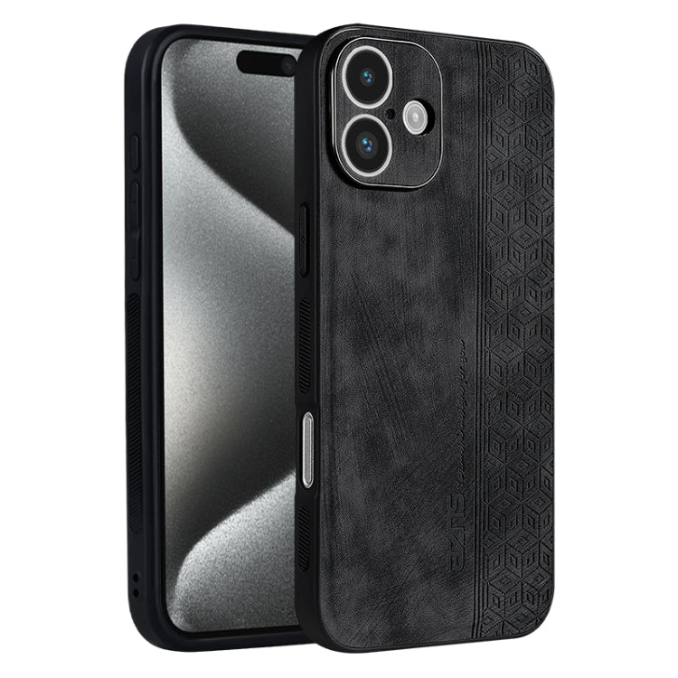 For iPhone 16 Plus AZNS 3D Embossed Skin Feel Phone Case(Black) by AZNS