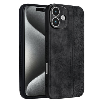 For iPhone 16 Plus AZNS 3D Embossed Skin Feel Phone Case(Black) by AZNS