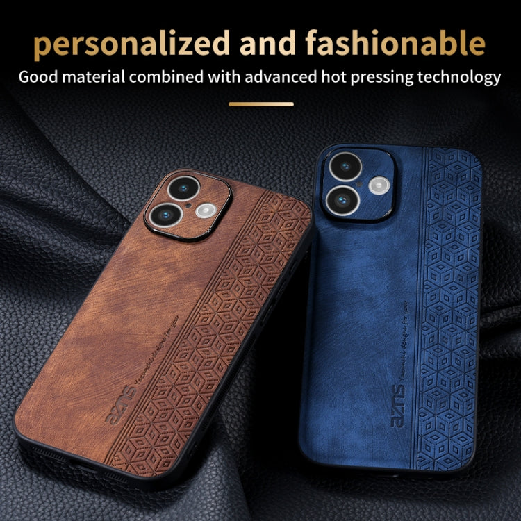 For iPhone 16 Plus AZNS 3D Embossed Skin Feel Phone Case(Sapphire Blue) by AZNS