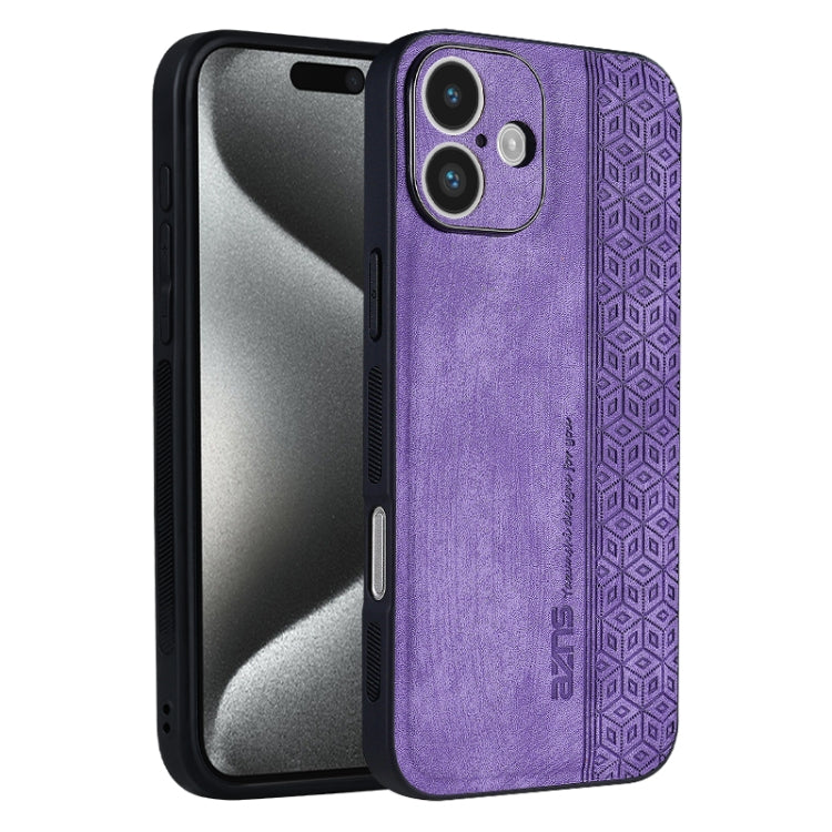 For iPhone 16 Plus AZNS 3D Embossed Skin Feel Phone Case(Purple) by AZNS