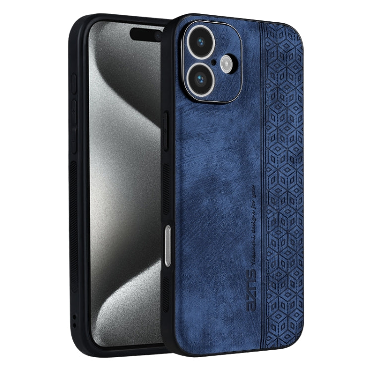 For iPhone 16 AZNS 3D Embossed Skin Feel Phone Case(Sapphire Blue) by AZNS