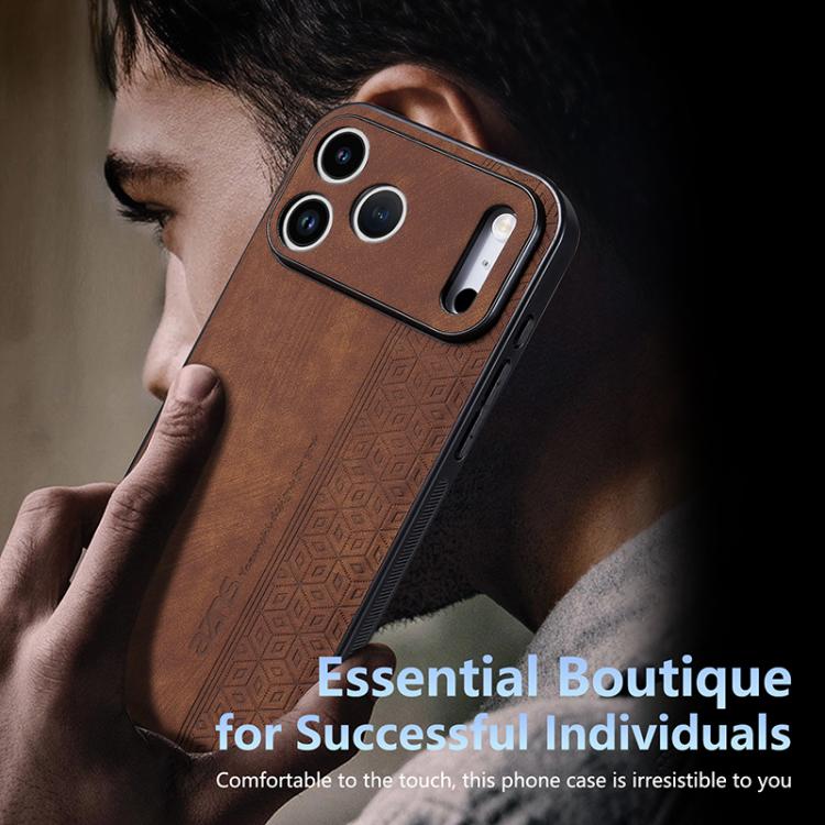 For iPhone 17 Pro AZNS 3D Embossed Skin Feel Phone Case(Brown) by AZNS