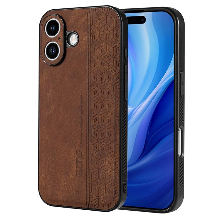 For iPhone 17 AZNS 3D Embossed Skin Feel Phone Case(Brown) by AZNS