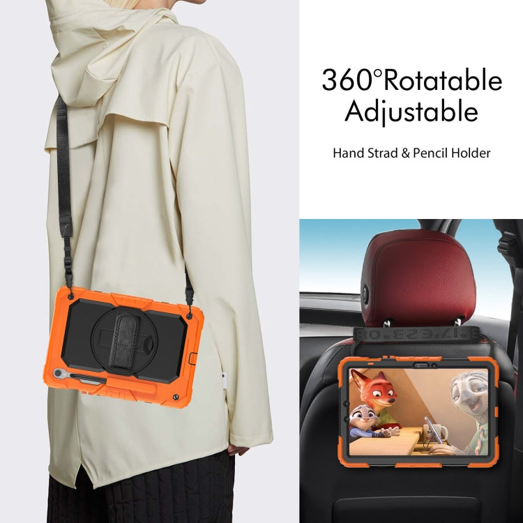 For Samsung Galaxy Tab S8 / S7 Lucky Wheel Grip Silicone Hybrid PC Tablet Case with Shoulder Strap(Orange+Black) by bashfashion