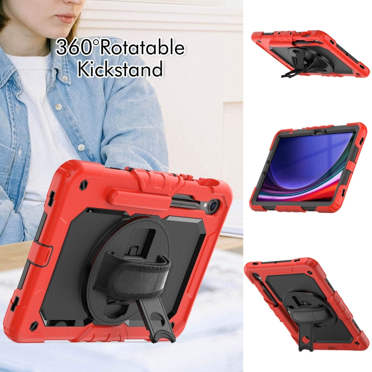 For Samsung Galaxy Tab S8 / S7 Lucky Wheel Grip Silicone Hybrid PC Tablet Case with Shoulder Strap(Red+Black) by bashfashion