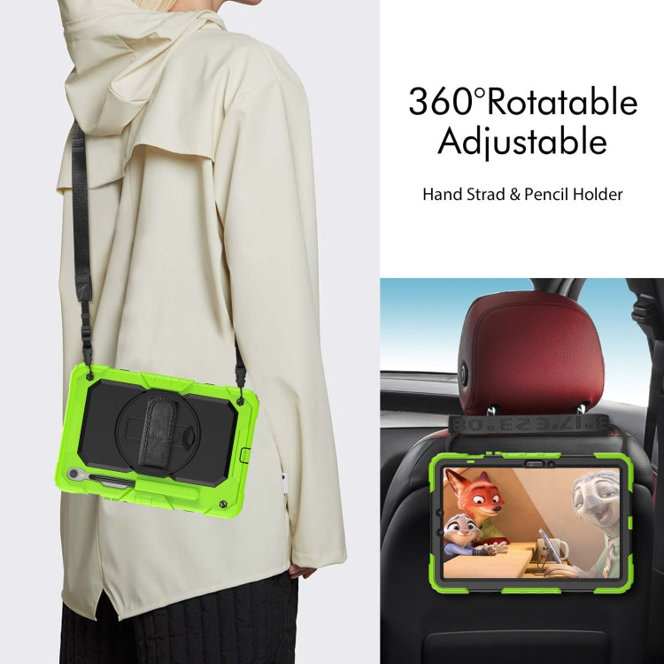 For Samsung Galaxy Tab S8 / S7 Lucky Wheel Grip Silicone Hybrid PC Tablet Case with Shoulder Strap(Yellow Green+Black) by bashfashion