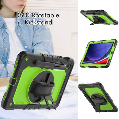 For Samsung Galaxy Tab S8 / S7 Lucky Wheel Grip Silicone Hybrid PC Tablet Case with Shoulder Strap(Black+Yellow Green) by bashfashion
