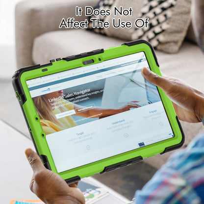 For Samsung Galaxy Tab S8 / S7 Lucky Wheel Grip Silicone Hybrid PC Tablet Case with Shoulder Strap(Black+Yellow Green) by bashfashion