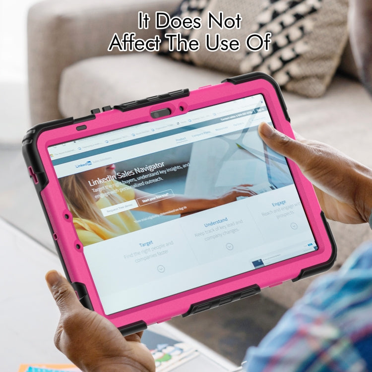 For Samsung Galaxy Tab S8 / S7 Lucky Wheel Grip Silicone Hybrid PC Tablet Case with Shoulder Strap(Black+Rose Red) by bashfashion