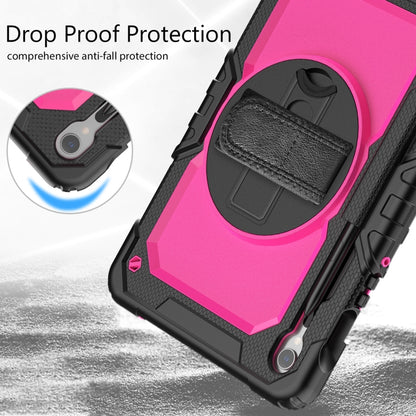 For Samsung Galaxy Tab S8 / S7 Lucky Wheel Grip Silicone Hybrid PC Tablet Case with Shoulder Strap(Black+Rose Red) by bashfashion