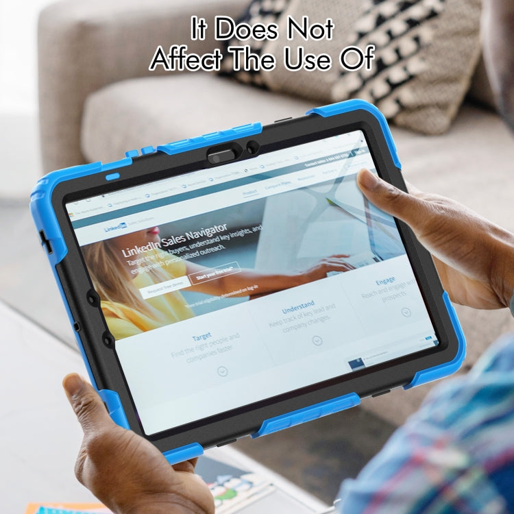 For Samsung Galaxy Tab S8 / S7 Lucky Wheel Grip Silicone Hybrid PC Tablet Case with Shoulder Strap(Light Blue+Black) by bashfashion