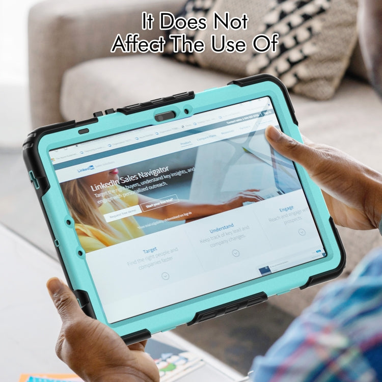 For Samsung Galaxy Tab S8 / S7 Lucky Wheel Grip Silicone Hybrid PC Tablet Case with Shoulder Strap(Black+Light Blue) by bashfashion