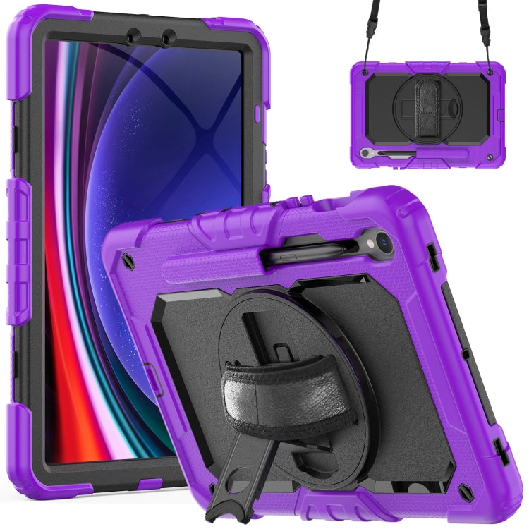For Samsung Galaxy Tab S8 / S7 Lucky Wheel Grip Silicone Hybrid PC Tablet Case with Shoulder Strap(Purple+Black) by bashfashion
