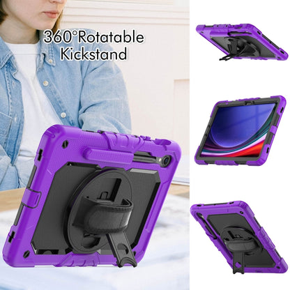 For Samsung Galaxy Tab S8 / S7 Lucky Wheel Grip Silicone Hybrid PC Tablet Case with Shoulder Strap(Purple+Black) by bashfashion