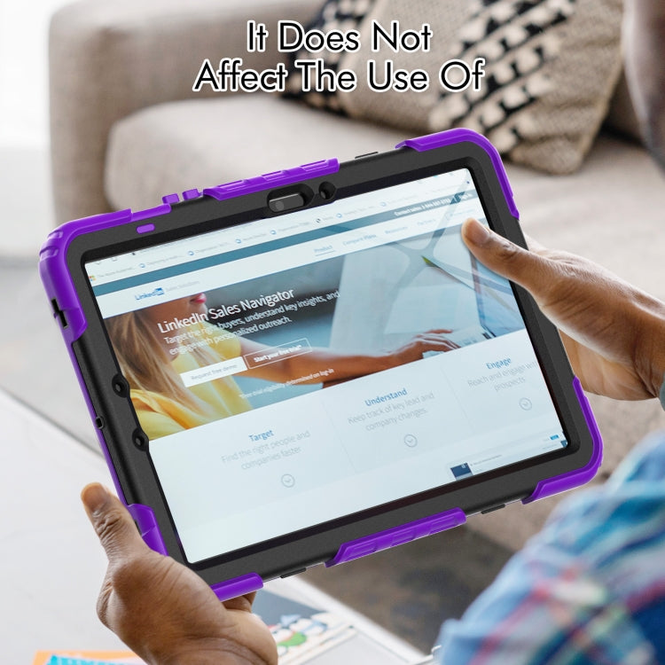 For Samsung Galaxy Tab S8 / S7 Lucky Wheel Grip Silicone Hybrid PC Tablet Case with Shoulder Strap(Purple+Black) by bashfashion