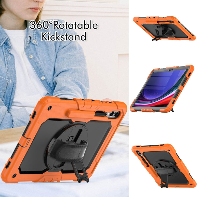 For Samsung Galaxy Tab S10+ / S9+ / S9 FE+ Lucky Wheel Grip Silicone Hybrid PC Tablet Case with Shoulder Strap(Orange+Black) by bashfashion