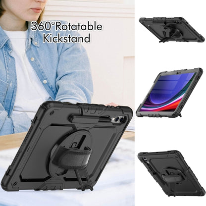 For Samsung Galaxy Tab S10+ / S9+ / S9 FE+ Lucky Wheel Grip Silicone Hybrid PC Tablet Case with Shoulder Strap(Black) by bashfashion