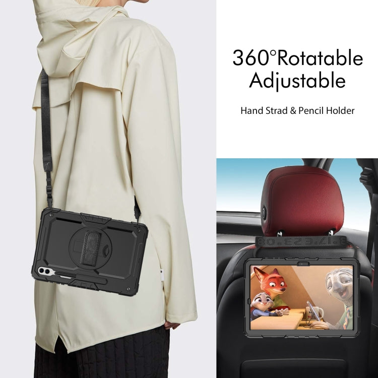 For Samsung Galaxy Tab S10+ / S9+ / S9 FE+ Lucky Wheel Grip Silicone Hybrid PC Tablet Case with Shoulder Strap(Black) by bashfashion