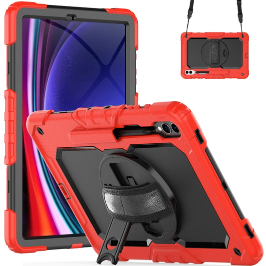 For Samsung Galaxy Tab S10+ / S9+ / S9 FE+ Lucky Wheel Grip Silicone Hybrid PC Tablet Case with Shoulder Strap(Red+Black) by bashfashion