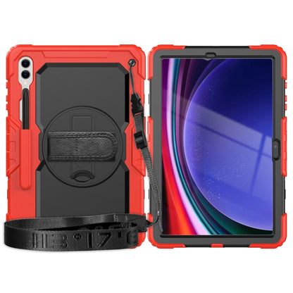 For Samsung Galaxy Tab S10+ / S9+ / S9 FE+ Lucky Wheel Grip Silicone Hybrid PC Tablet Case with Shoulder Strap(Red+Black) by bashfashion