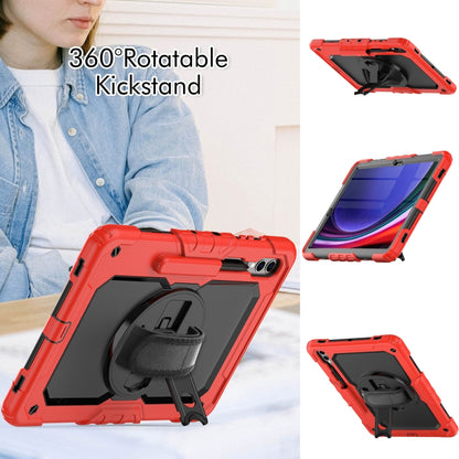 For Samsung Galaxy Tab S10+ / S9+ / S9 FE+ Lucky Wheel Grip Silicone Hybrid PC Tablet Case with Shoulder Strap(Red+Black) by bashfashion