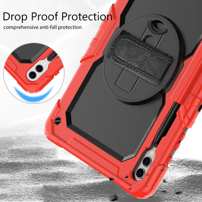 For Samsung Galaxy Tab S10+ / S9+ / S9 FE+ Lucky Wheel Grip Silicone Hybrid PC Tablet Case with Shoulder Strap(Red+Black) by bashfashion