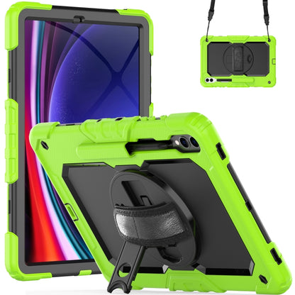 For Samsung Galaxy Tab S10+ / S9+ / S9 FE+ Lucky Wheel Grip Silicone Hybrid PC Tablet Case with Shoulder Strap(Yellow Green+Black) by bashfashion