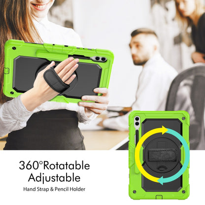 For Samsung Galaxy Tab S10+ / S9+ / S9 FE+ Lucky Wheel Grip Silicone Hybrid PC Tablet Case with Shoulder Strap(Yellow Green+Black) by bashfashion