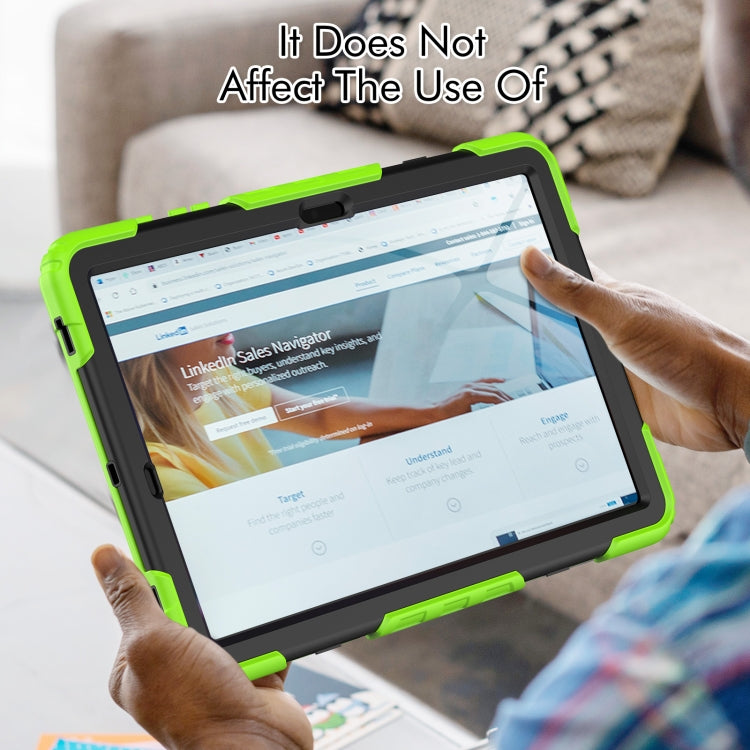 For Samsung Galaxy Tab S10+ / S9+ / S9 FE+ Lucky Wheel Grip Silicone Hybrid PC Tablet Case with Shoulder Strap(Yellow Green+Black) by bashfashion