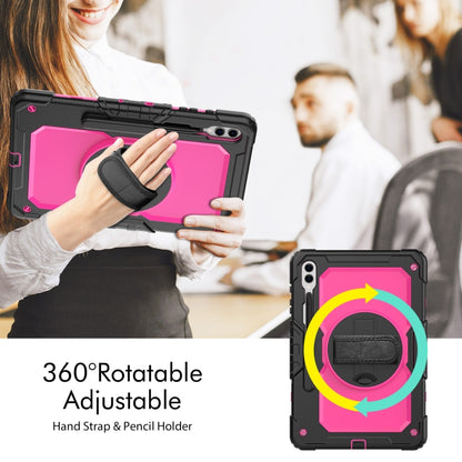 For Samsung Galaxy Tab S10+ / S9+ / S9 FE+ Lucky Wheel Grip Silicone Hybrid PC Tablet Case with Shoulder Strap(Black+Rose Red) by bashfashion