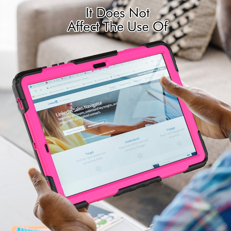 For Samsung Galaxy Tab S10+ / S9+ / S9 FE+ Lucky Wheel Grip Silicone Hybrid PC Tablet Case with Shoulder Strap(Black+Rose Red) by bashfashion