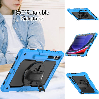For Samsung Galaxy Tab S10+ / S9+ / S9 FE+ Lucky Wheel Grip Silicone Hybrid PC Tablet Case with Shoulder Strap(Light Blue+Black) by bashfashion