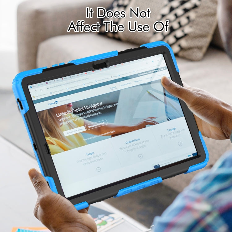 For Samsung Galaxy Tab S10+ / S9+ / S9 FE+ Lucky Wheel Grip Silicone Hybrid PC Tablet Case with Shoulder Strap(Light Blue+Black) by bashfashion