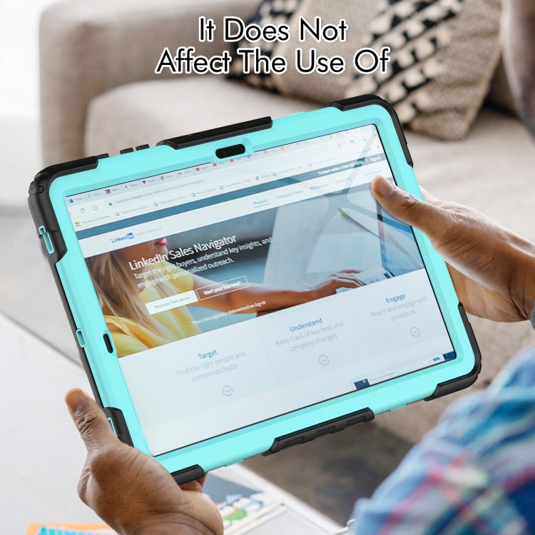 For Samsung Galaxy Tab S10+ / S9+ / S9 FE+ Lucky Wheel Grip Silicone Hybrid PC Tablet Case with Shoulder Strap(Black+Light Blue) by bashfashion