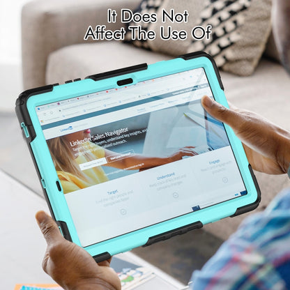 For Samsung Galaxy Tab S10+ / S9+ / S9 FE+ Lucky Wheel Grip Silicone Hybrid PC Tablet Case with Shoulder Strap(Black+Light Blue) by bashfashion