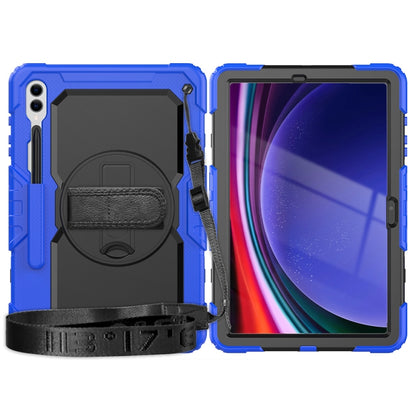 For Samsung Galaxy Tab S10+ / S9+ / S9 FE+ Lucky Wheel Grip Silicone Hybrid PC Tablet Case with Shoulder Strap(Dark Blue+Black) by bashfashion