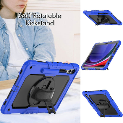 For Samsung Galaxy Tab S10+ / S9+ / S9 FE+ Lucky Wheel Grip Silicone Hybrid PC Tablet Case with Shoulder Strap(Dark Blue+Black) by bashfashion