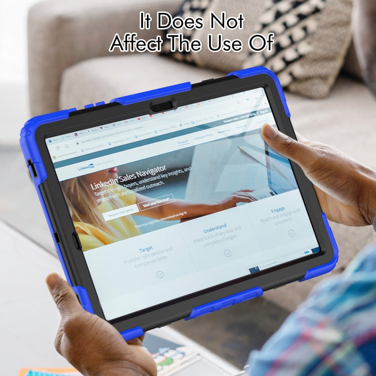 For Samsung Galaxy Tab S10+ / S9+ / S9 FE+ Lucky Wheel Grip Silicone Hybrid PC Tablet Case with Shoulder Strap(Dark Blue+Black) by bashfashion