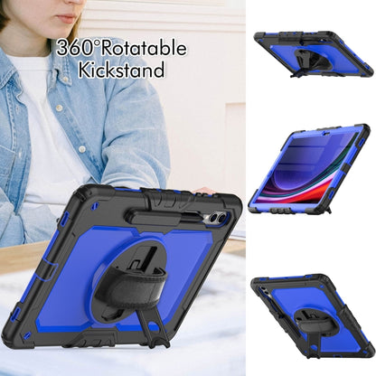 For Samsung Galaxy Tab S10+ / S9+ / S9 FE+ Lucky Wheel Grip Silicone Hybrid PC Tablet Case with Shoulder Strap(Black+Dark Blue) by bashfashion