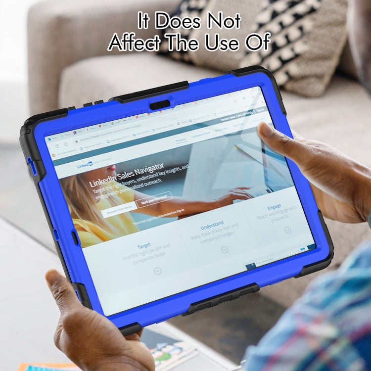 For Samsung Galaxy Tab S10+ / S9+ / S9 FE+ Lucky Wheel Grip Silicone Hybrid PC Tablet Case with Shoulder Strap(Black+Dark Blue) by bashfashion